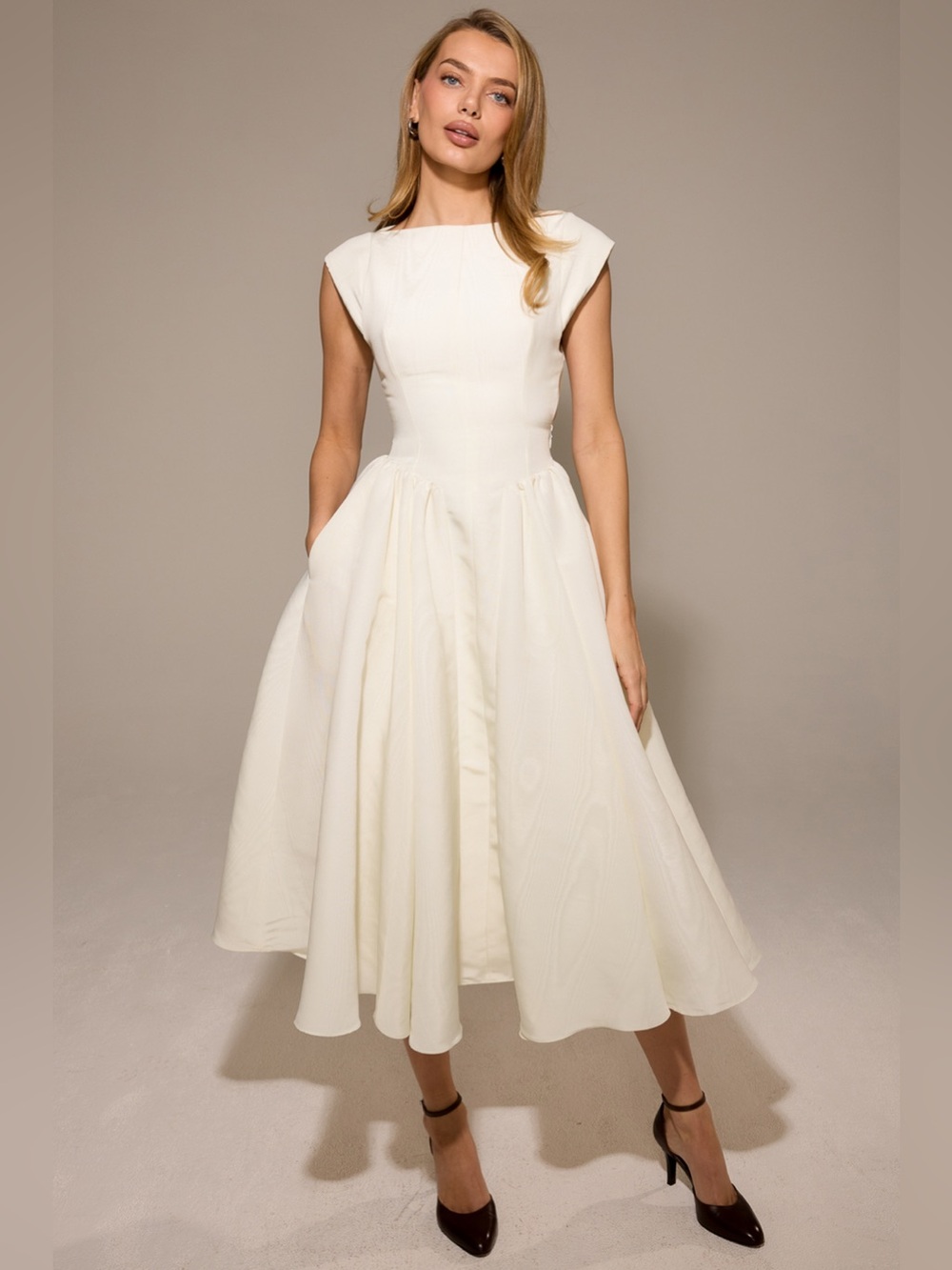 House of CB Cream Midi Dress